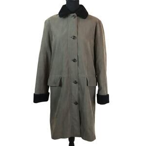 Vintage 90s Gallery Gray Anorak Parka Coat Womens Small Microsuede Sherpa Zip